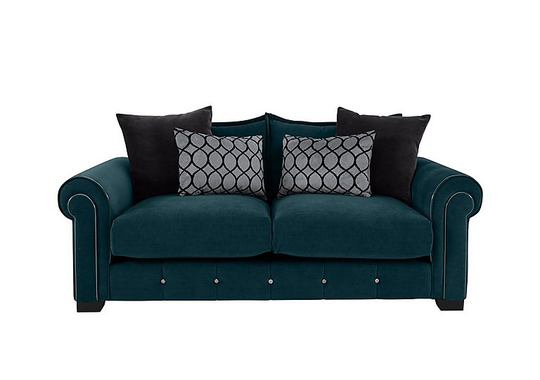 Alexander and James - Sumptuous 3 Seater Fabric Sofa - Teal