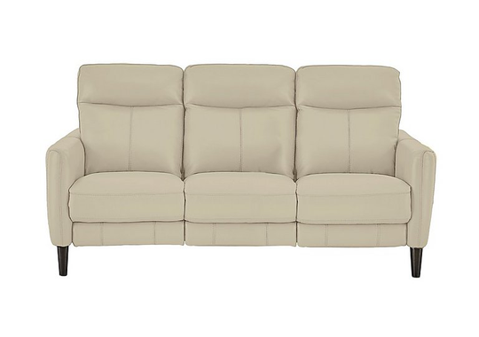 Compact Collection Petit 3 Seater Leather Power Recliner Sofa - Beige- World of Leather