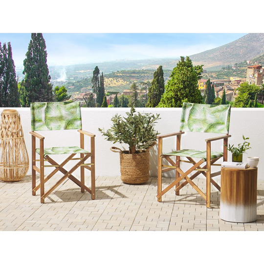 Tropical Leaves Solid Wood Folding Chair