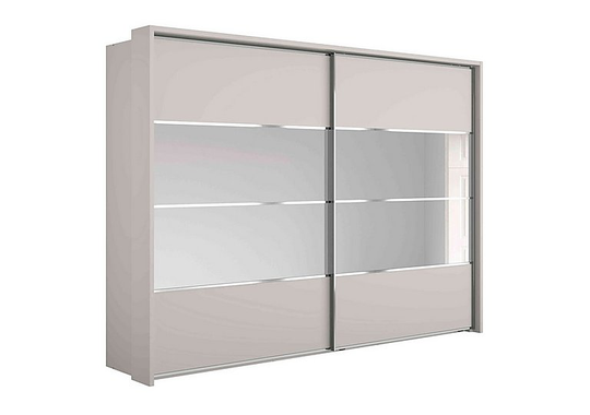 Wiemann - Oakland 310cm Sliding 2 Door Wardrobe with Passe-Partout Frame and Crystal Mirror - Grey