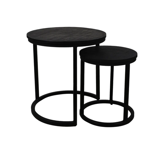 Coffee Table Ronin - 50x50/35x40 - Black - Mango Wood/Iron - Set Of 3