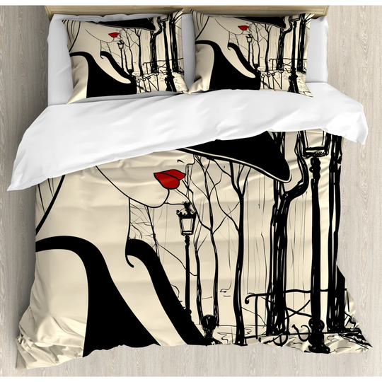 Shipp Beige/Black 100% Brushed Microfibre Duvet Cover Set