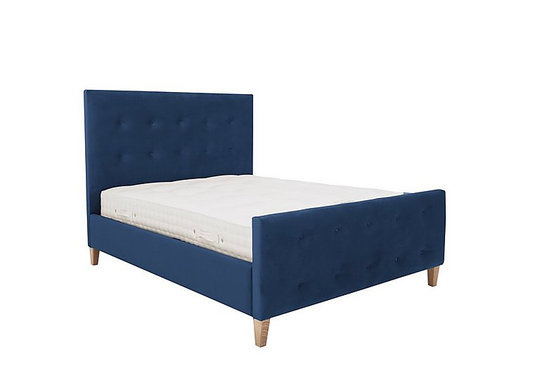 Maisie High Foot End Bed Frame - King Size - Blue