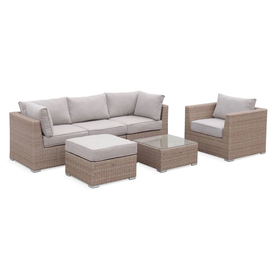 Ardleigh Rattan 5 - Person Seating Group Sofa Set with Cushions