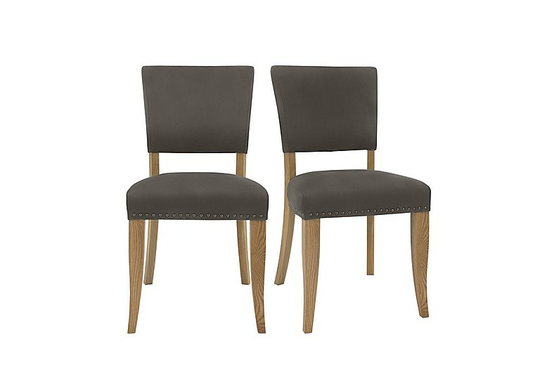 Globe Pair of Velvet Dining Chairs - Grey