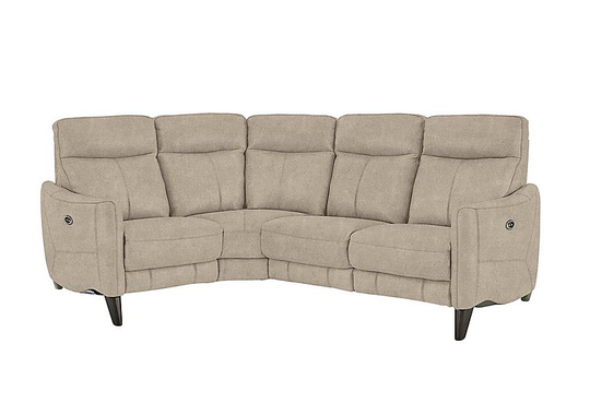 Compact Collection Petit Fabric Power Recliner Corner Sofa - Beige