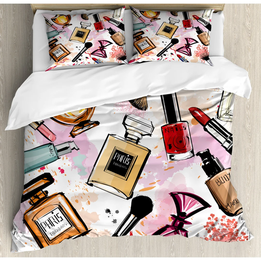 Rixensart White/Red/Beige Microfibre 350 TC Duvet Cover Set