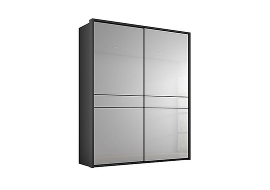Rauch - Lando Sliding Mirror Wardrobe with LED Lights - 160-cm - Black