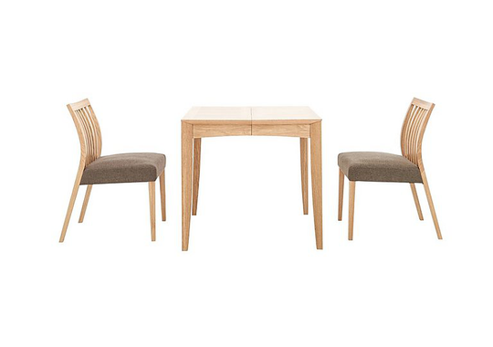 Duplex Small Extending Dining Table with 2 Low Slatted-Back Chairs