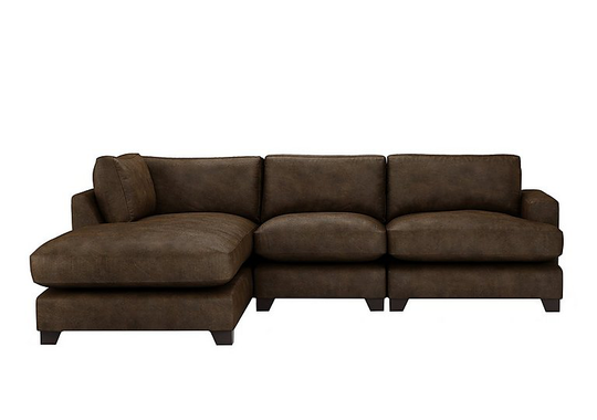 The Lounge Co. - Lorrie 3 Seater Leather Chaise End Sofa - Brown