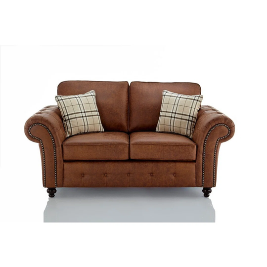 Deming 181Cm Faux Leather Scroll Arms Sofa
