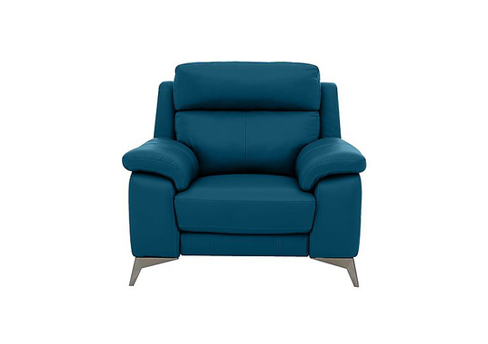 Missouri Leather Recliner Armchair with Power Headrest - Blue- World of Leather
