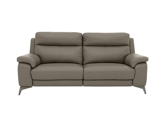 Missouri 3 Seater Leather Recliner Sofa with Power Headrest - Grey- World of Leather