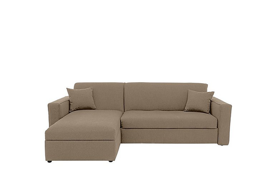 Versatile 2 Seater Fabric Chaise Sofa Bed with Storage with Box Arms - Beige