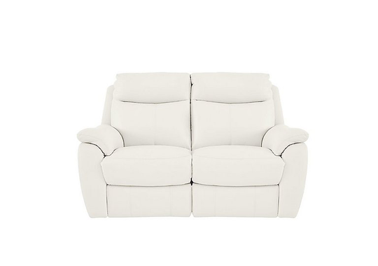 Snug 2 Seater Leather Manual Recliner Sofa - White- World of Leather