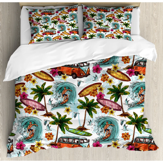 Redbridge White/Green/Red Microfiber 350 TC Modern & Contemporary Duvet Cover Set