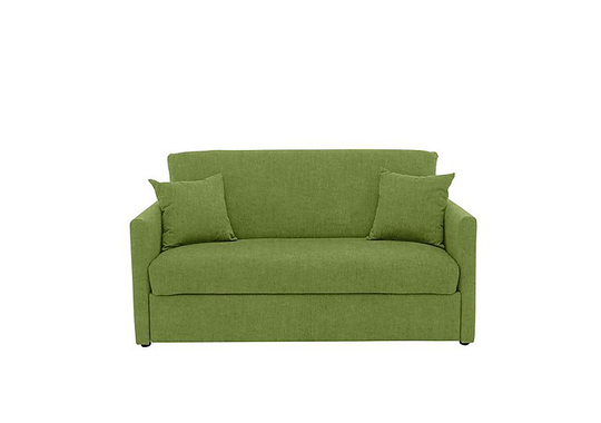 Versatile Small 2 Seater Fabric Sofa Bed with Slim Arms - Green