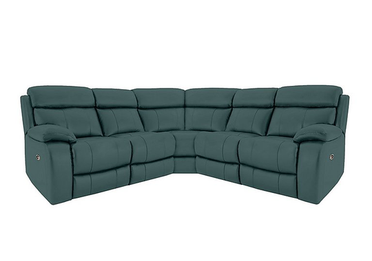 Moreno SD Leather Manual Recliner Corner Sofa - Green