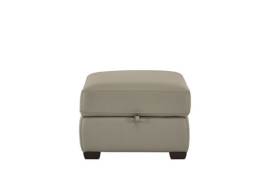 Chicago Leather Storage Stool - Grey- World of Leather