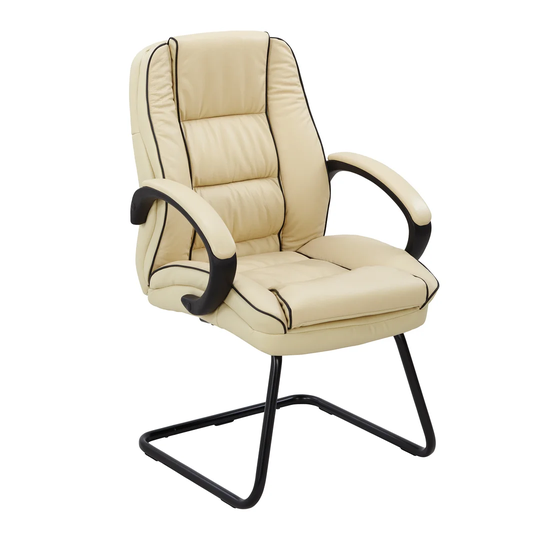 56" W Leather Seat Waiting Room Chair with Metal Frame