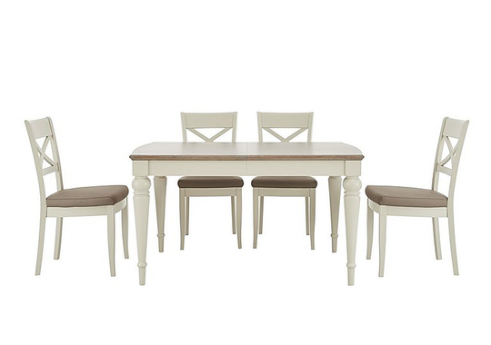 Furnitureland - Annecy Extending Dining Table with 4 Faux Leather Cross Back Chairs