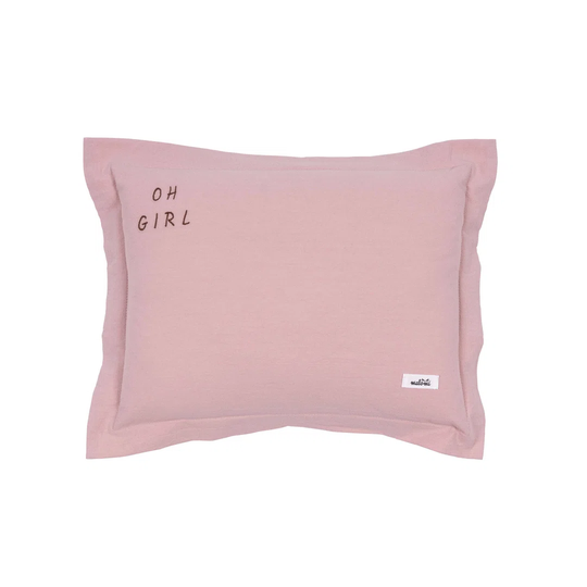 WASHED COTTON PILLOW OH GIRL GREY L