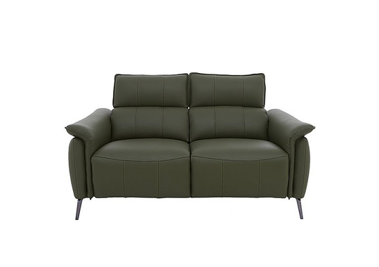 Jude 2 Seater Leather Power Recliner Sofa with Telescopic Headrests - Green