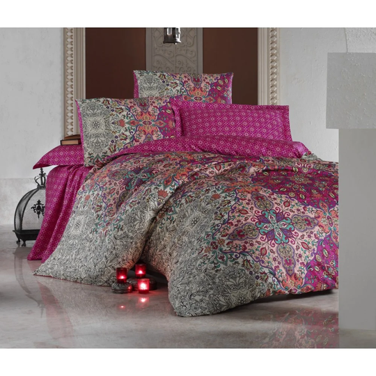 Waukesha Red/Grey 100% Cotton 84 TC Reversible Duvet Cover Set