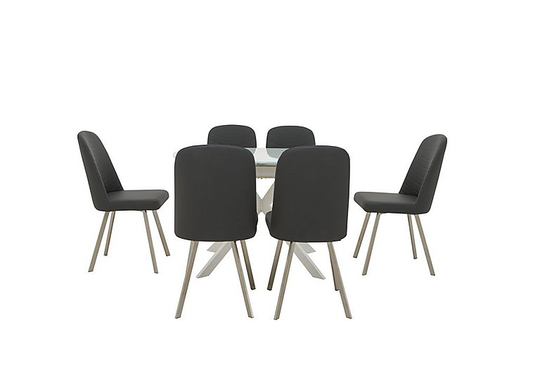 Wizard Extending Dining Table and 6 Chairs - Grey