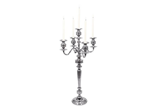 Nickel Floor Standing Candelabra - Silver