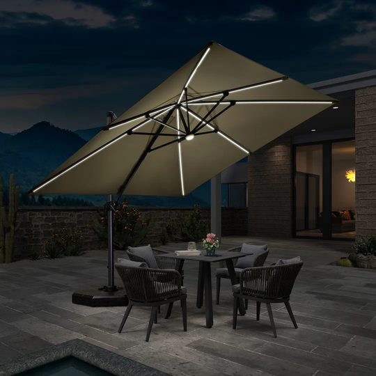 Yatra 2.7m Square Cantilever Parasol with Lights