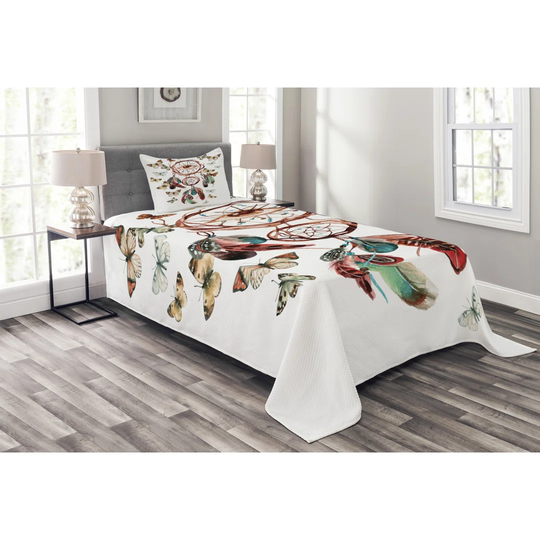 Adelino Brown/Blue Bedspread Set with Pillow Sham