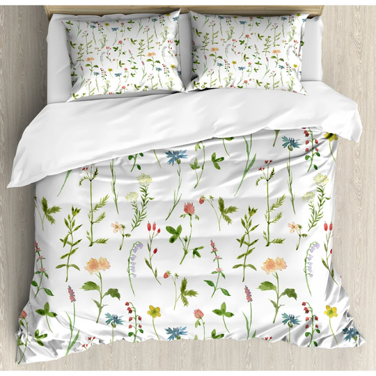 Gaillard White/Green/Yellow Microfibre 350 TC Duvet Cover Set