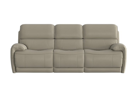Link 3 Seater Leather Power Recliner Sofa with Power Headrests - Grey- World of Leather