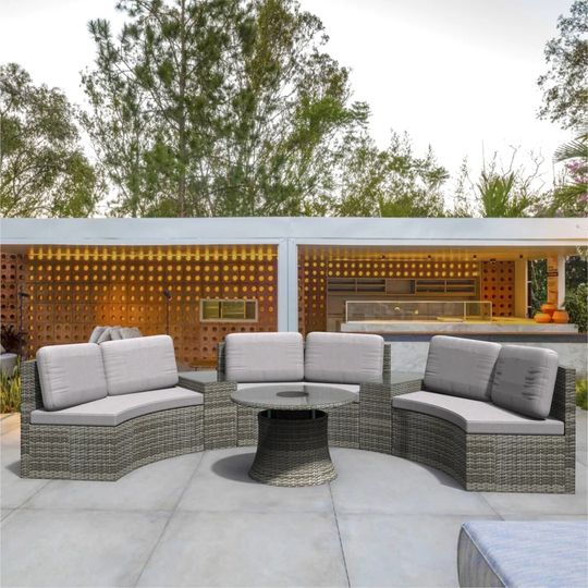 Hareem 6 - Person Rattan Sofa Set with Cushions
