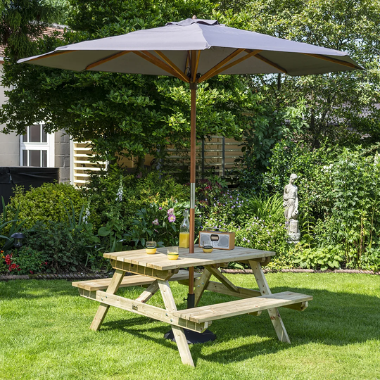 Orkanger Picnic Bench with Parasol and Base