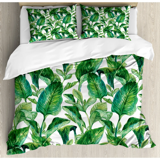 Lys Pale Green/Dark Green Microfibre 350 TC Duvet Cover Set
