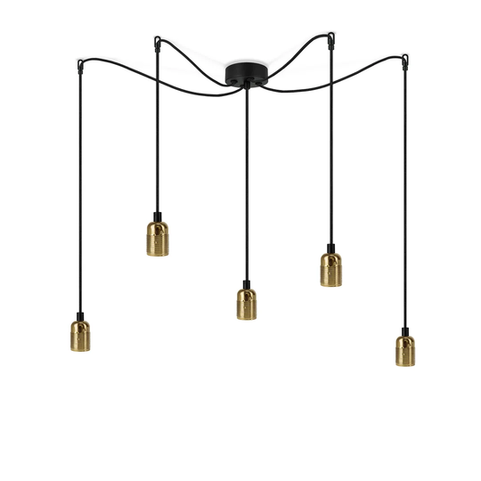 Bi 5 -Light Cluster Pendant with Wrought Iron Accents