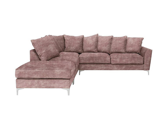 Legend Pillow Back Fabric Corner Sofa - Pink