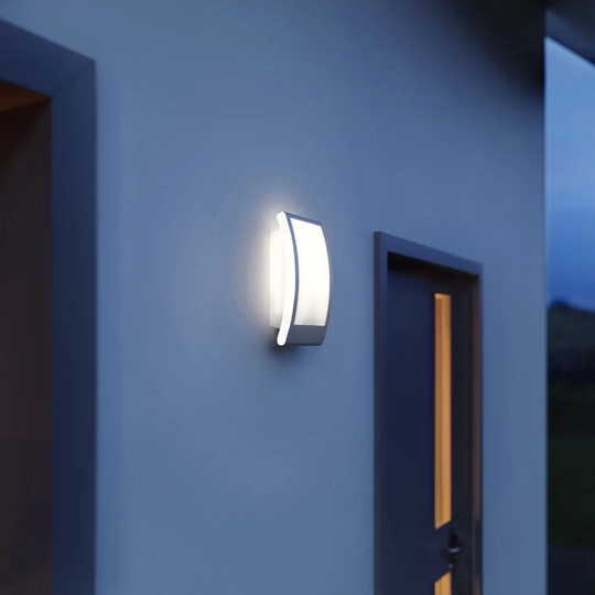 Modern Outdoor Wall Light L 22 N Anthracite with Dusk to Dwan Sensor E27 Flush Mount