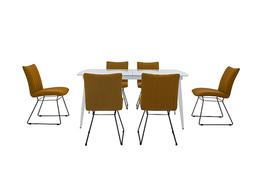 Ace Large Extending Dining Table and 6 Chairs - Yellow