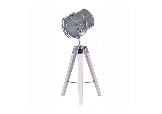 White Wash Wood Tripod Table Lamp