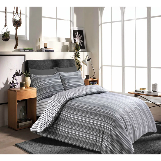 Clayton Slate/Silver/Gray Hypoallergenic 180 TC Reversible Duvet Cover Set