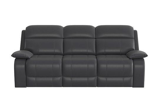Moreno 3 Seater Leather Power Recliner Sofa with Power Headrests - Grey- World of Leather
