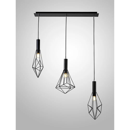 Kristoff Linear Pendant 3 Light E27 Black