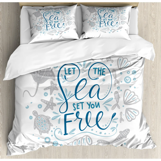 Summersville Pale Blue/Navy Blue Microfiber 350 TC Modern & Contemporary Duvet Cover Set