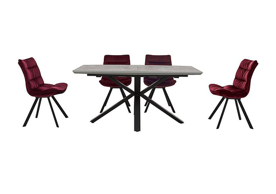 Diego Rectangle Extending Dining Table and 4 Chairs - Red