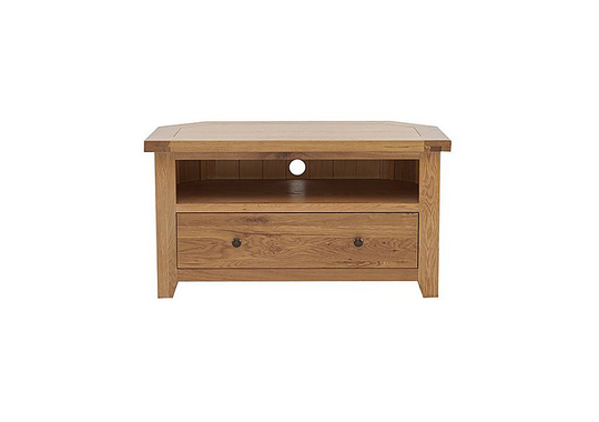 Furnitureland - California Solid Oak Corner TV Unit - Brown