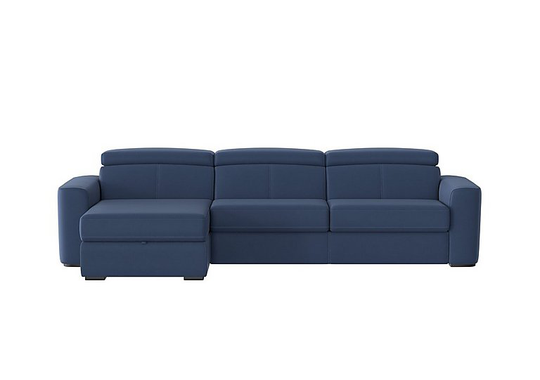 Infinity Fabric Corner Chaise Sofa Bed with Storage - Blue