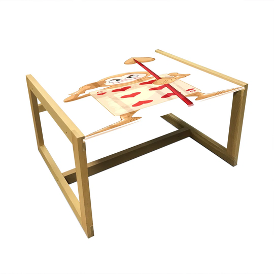 Alice In Wonderland Coffee Table, Playing Card Illustration 6 Of Hearts Girl Fiction Theme, Acrylic Glass Center Table With Wooden Frame For Offices D